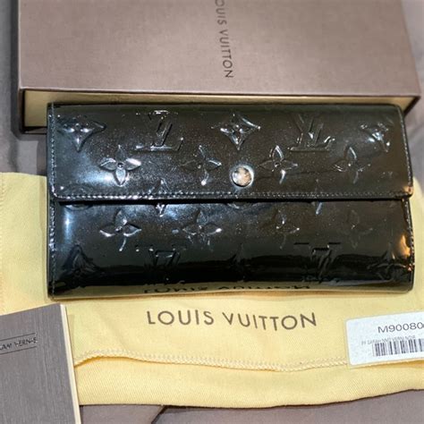 louis vuitton black patent leather wallet|louis vuitton sarah long wallet.